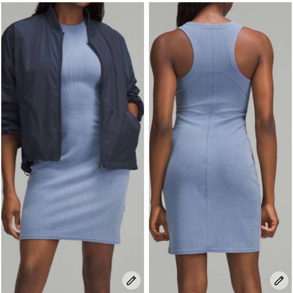 Lululemon Ribbed Softstreme Slim-Fit Tank Dress Oasis Blue Size 2 NWT